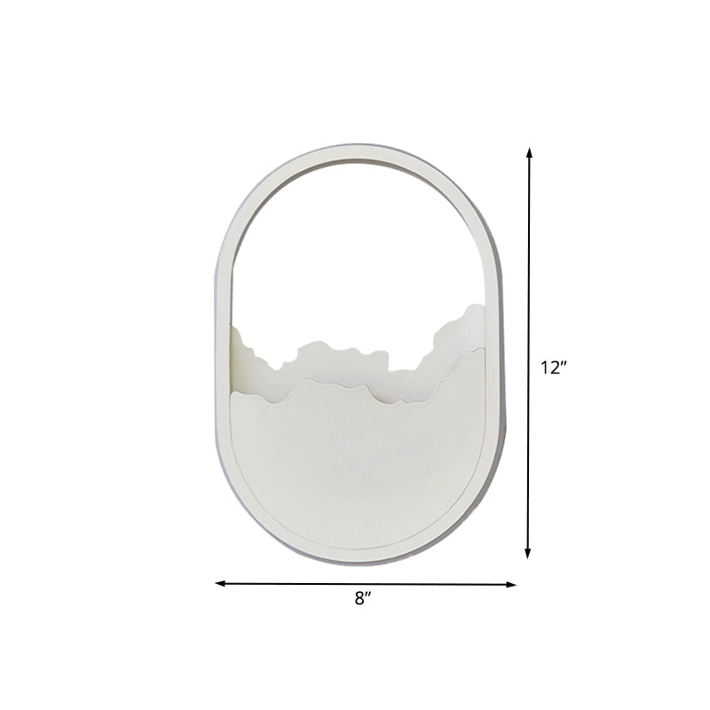 Aluminum Oval Wall Sconce Light Modern LED White Wall Lamp with Cracked Design in Warm/White/Natural Light Clearhalo 'Cast Iron' 'Glass' 'Industrial' 'Modern wall lights' 'Modern' 'Tiffany' 'Traditional wall lights' 'Wall Lamps & Sconces' 'Wall Lights' Lighting' 732028