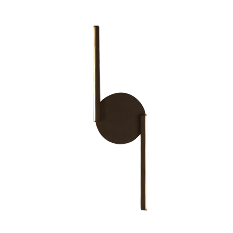 Double Line Wall Lighting Modern Iron LED Black Wall Mount Lamp Fixture with Circle Backplate in Warm/White Light Clearhalo 'Cast Iron' 'Glass' 'Industrial' 'Modern wall lights' 'Modern' 'Tiffany' 'Traditional wall lights' 'Wall Lamps & Sconces' 'Wall Lights' Lighting' 732046