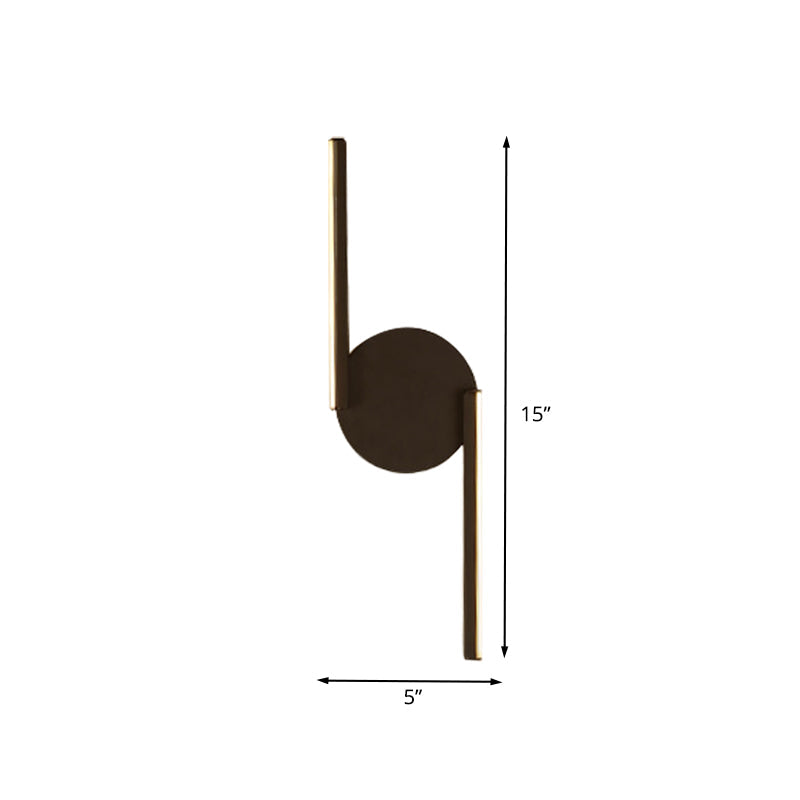 Double Line Wall Lighting Modern Iron LED Black Wall Mount Lamp Fixture with Circle Backplate in Warm/White Light Clearhalo 'Cast Iron' 'Glass' 'Industrial' 'Modern wall lights' 'Modern' 'Tiffany' 'Traditional wall lights' 'Wall Lamps & Sconces' 'Wall Lights' Lighting' 732048