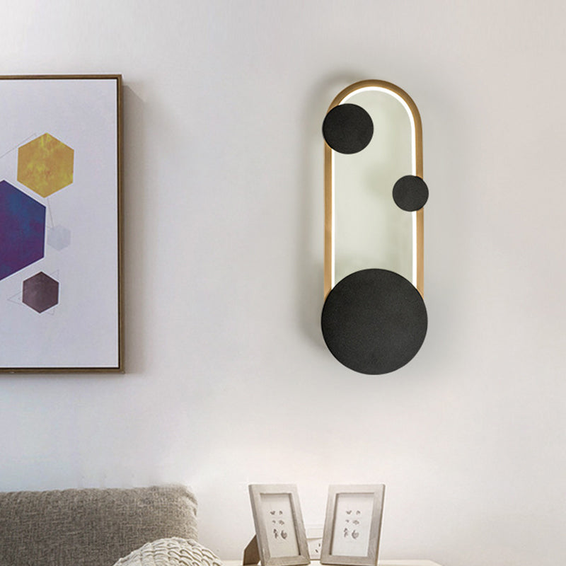 Metallic Arc Shaped Wall Sconce Lighting Post-Modern LED Wall Lamp Fixture in Black and Gold, Warm/White Light Clearhalo 'Cast Iron' 'Glass' 'Industrial' 'Modern wall lights' 'Modern' 'Tiffany' 'Traditional wall lights' 'Wall Lamps & Sconces' 'Wall Lights' Lighting' 732060