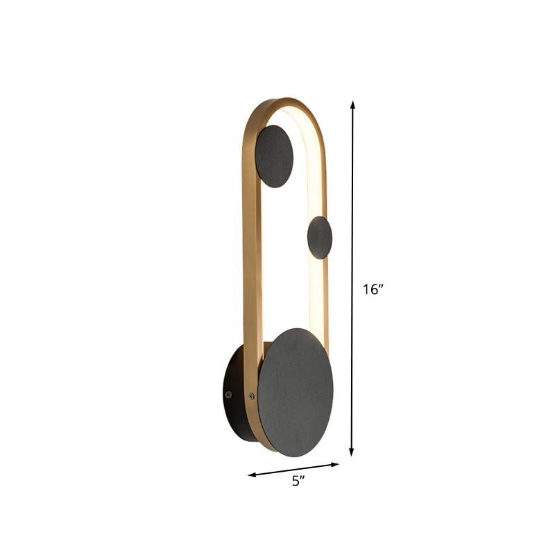 Metallic Arc Shaped Wall Sconce Lighting Post-Modern LED Wall Lamp Fixture in Black and Gold, Warm/White Light Clearhalo 'Cast Iron' 'Glass' 'Industrial' 'Modern wall lights' 'Modern' 'Tiffany' 'Traditional wall lights' 'Wall Lamps & Sconces' 'Wall Lights' Lighting' 732063