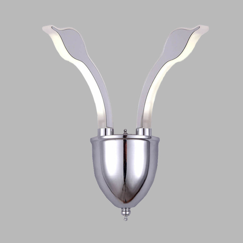 Swan Head Wall Lighting Modern Metal 2-Light Chrome LED Wall Sconce with Acrylic Shade in Warm/White Light Clearhalo 'Cast Iron' 'Glass' 'Industrial' 'Modern wall lights' 'Modern' 'Tiffany' 'Traditional wall lights' 'Wall Lamps & Sconces' 'Wall Lights' Lighting' 732067