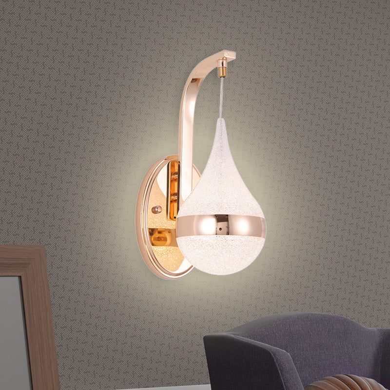 Acrylic Waterdrop Wall Light Fixture Modernism LED Wall Sconce Lamp with Gold Backplate Clearhalo 'Cast Iron' 'Glass' 'Industrial' 'Modern wall lights' 'Modern' 'Tiffany' 'Traditional wall lights' 'Wall Lamps & Sconces' 'Wall Lights' Lighting' 732070