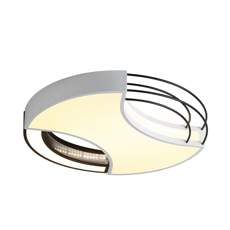 18"/21.5" W Round Flushmount Modern Nordic Metal Black and White LED Close to Ceiling Lamp in Warm/White Light Clearhalo 'Ceiling Lights' 'Close To Ceiling Lights' 'Close to ceiling' 'Flush mount' Lighting' 732115