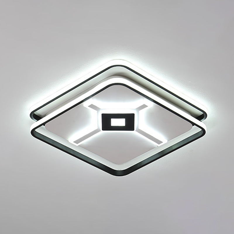 LED Bedroom Flush Mount Light Fixture Modern Black Ceiling Flush with Squared Acrylic Shade in White/Warm Light Clearhalo 'Ceiling Lights' 'Close To Ceiling Lights' 'Close to ceiling' 'Flush mount' Lighting' 732121
