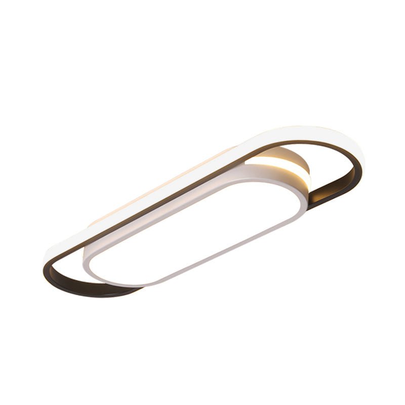 LED Corridor Flushmount Simple Black and White Flush Ceiling Light with Arc Rectangle Acrylic Shade in White/Warm Light, 19"/23" Width Clearhalo 'Ceiling Lights' 'Close To Ceiling Lights' 'Close to ceiling' 'Flush mount' Lighting' 732298