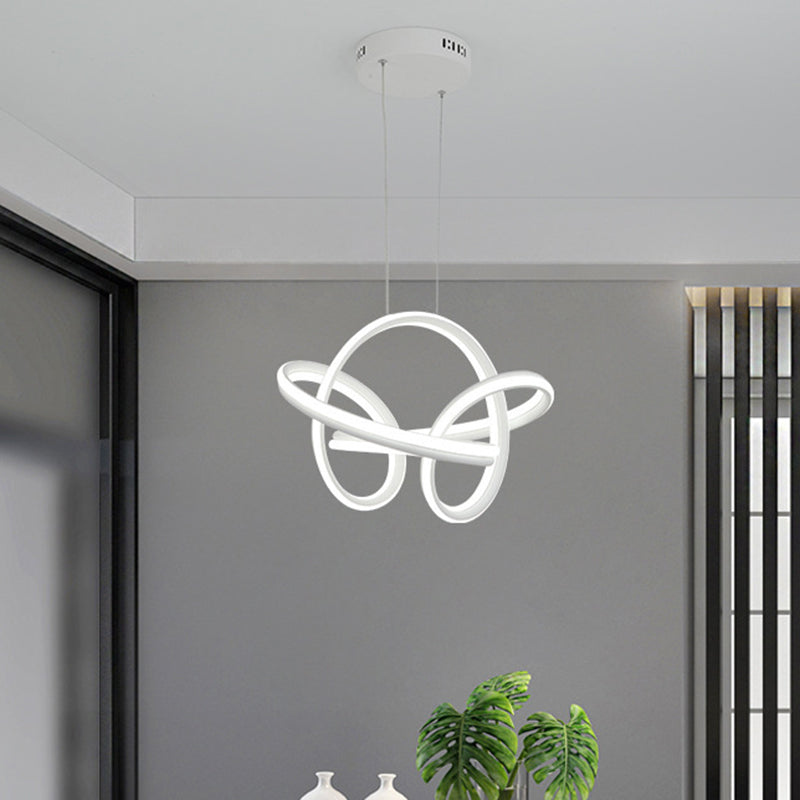 Acrylic Twisted Ceiling Light Fixture Modernist LED Hanging Chandelier in White/Coffee for Dining Room, White/Warm/3 Color Light White Clearhalo 'Ceiling Lights' 'Chandeliers' 'Modern Chandeliers' 'Modern' Lighting' 732449