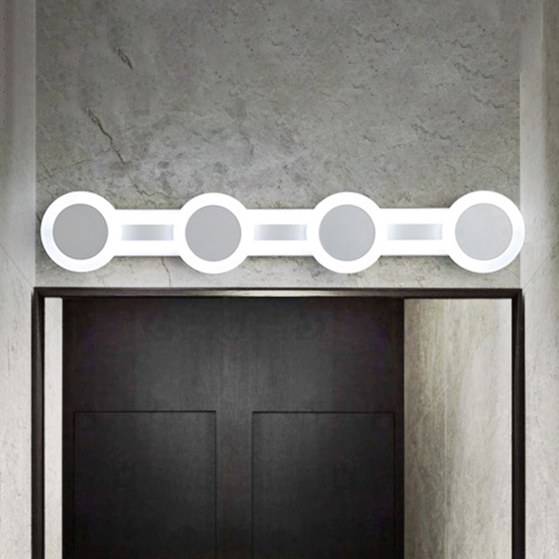 White Linear Vanity Light Modernist 16"/23.5" L 3/4 Lights LED Acrylic Wall Sconce Lamp in Warm/White Light White 23.5" Clearhalo 'Modern wall lights' 'Modern' 'Vanity Lights' 'Wall Lights' Lighting' 732529