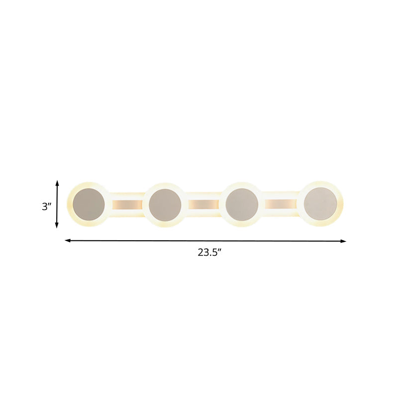 White Linear Vanity Light Modernist 16"/23.5" L 3/4 Lights LED Acrylic Wall Sconce Lamp in Warm/White Light Clearhalo 'Modern wall lights' 'Modern' 'Vanity Lights' 'Wall Lights' Lighting' 732532