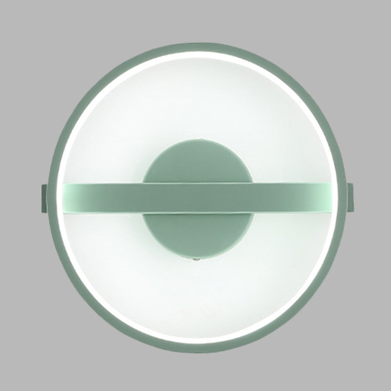 Green Round Sconce Light Minimalist LED Acrylic Wall Lamp Fixture in White/Warm Light, 12.5"/16.5" Dia Clearhalo 'Modern wall lights' 'Modern' 'Wall Lamps & Sconces' 'Wall Lights' Lighting' 732560