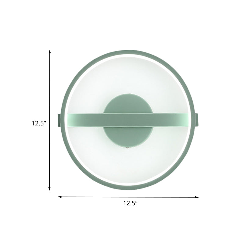 Green Round Sconce Light Minimalist LED Acrylic Wall Lamp Fixture in White/Warm Light, 12.5"/16.5" Dia Clearhalo 'Modern wall lights' 'Modern' 'Wall Lamps & Sconces' 'Wall Lights' Lighting' 732561