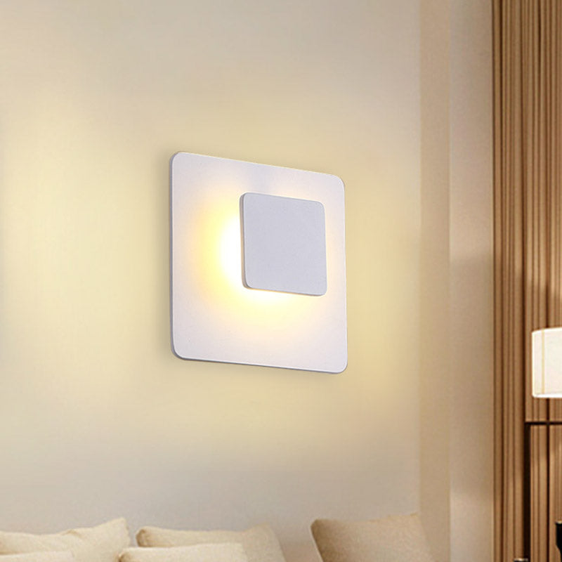 Squared Acrylic Wall Mount Contemporary LED White Sconce Lighting in White/Warm Light for Living Room Clearhalo 'Cast Iron' 'Glass' 'Industrial' 'Modern wall lights' 'Modern' 'Tiffany' 'Traditional wall lights' 'Wall Lamps & Sconces' 'Wall Lights' Lighting' 732580