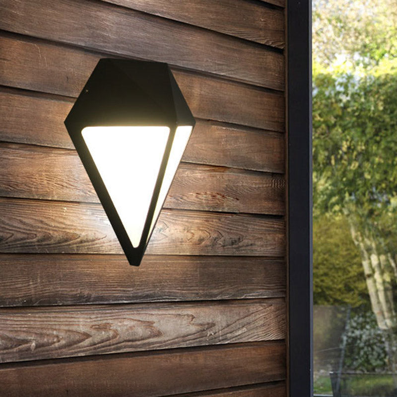 Modernist Diamond Sconce Light Fixture Metallic LED Stairway Wall Mount Lamp in Black, White/Warm/Natural Light Clearhalo 'Cast Iron' 'Glass' 'Industrial' 'Modern wall lights' 'Modern' 'Tiffany' 'Traditional wall lights' 'Wall Lamps & Sconces' 'Wall Lights' Lighting' 732674