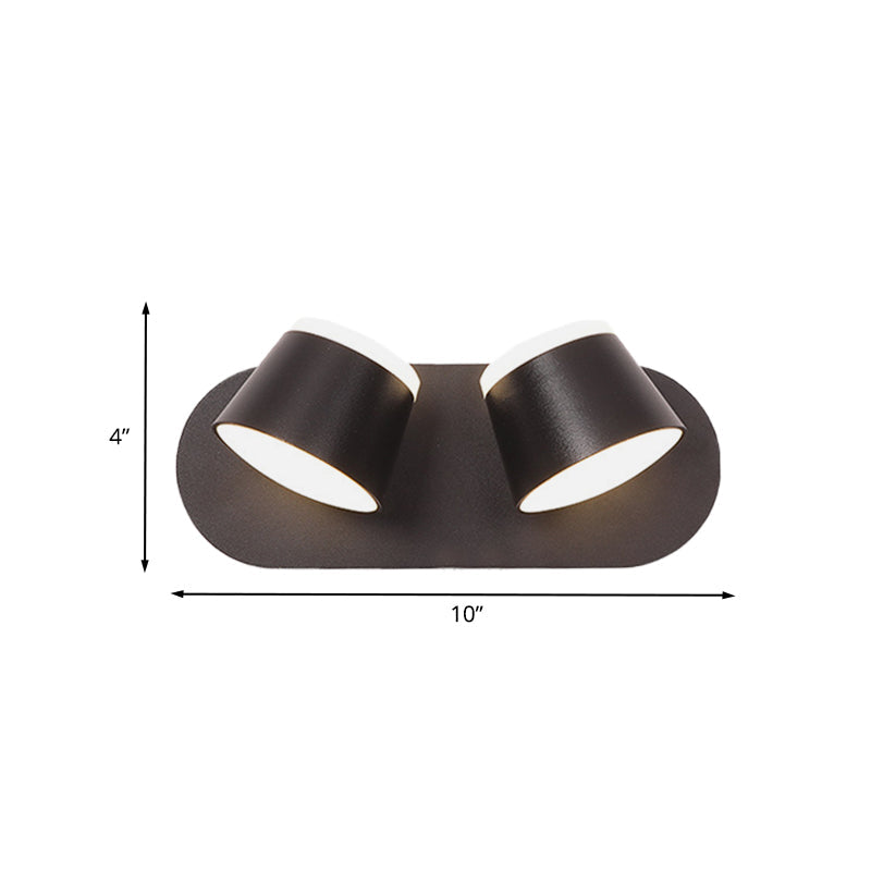 Black Finish Drum Wall Sconce Modernist 2 Lights Metallic LED Adjustable Wall Mount Lamp Fixture Clearhalo 'Cast Iron' 'Glass' 'Industrial' 'Modern wall lights' 'Modern' 'Tiffany' 'Traditional wall lights' 'Wall Lamps & Sconces' 'Wall Lights' Lighting' 732682