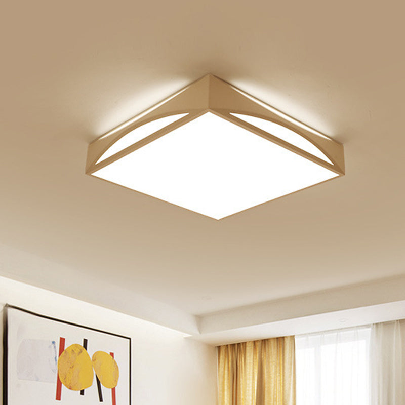 White/Black Squared Box Flush Mount Light Minimalist 18.5"/22.5" W LED Metallic Ceiling Lamp in White/Warm Light White Clearhalo 'Ceiling Lights' 'Close To Ceiling Lights' 'Close to ceiling' 'Flush mount' Lighting' 732761