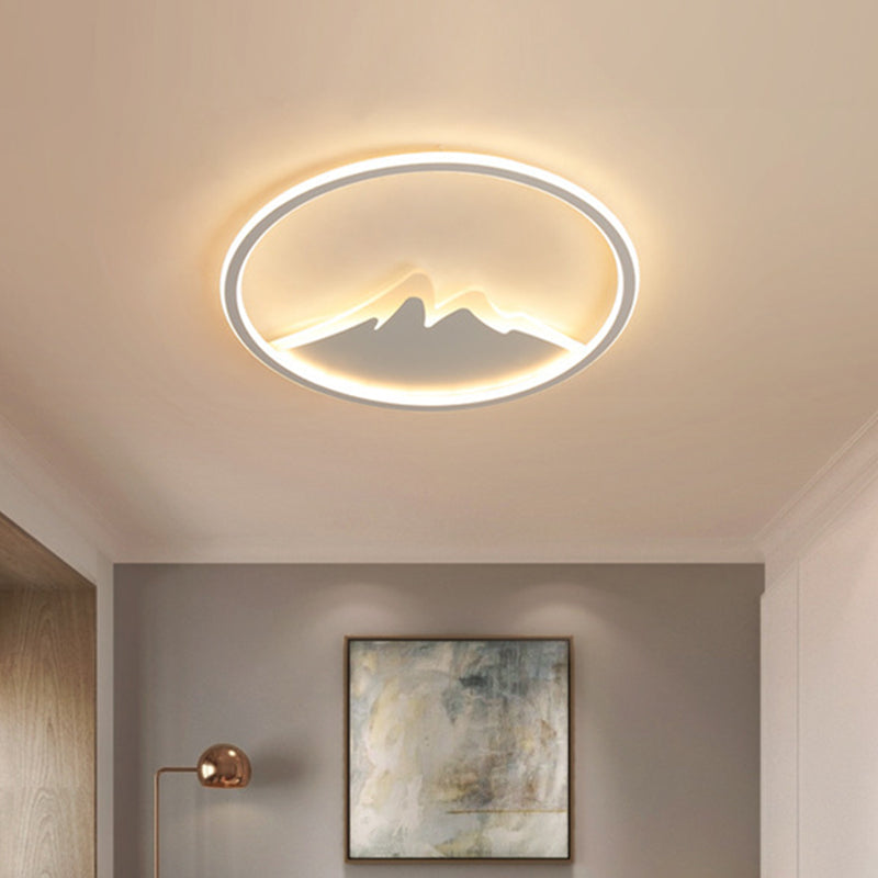 17"/21"/25" W LED Bedroom Flushmount Modern White Ceiling Mounted Fixture with Ring and Mountain Acrylic Shade in White/Warm Light Clearhalo 'Ceiling Lights' 'Close To Ceiling Lights' 'Close to ceiling' 'Flush mount' Lighting' 732783