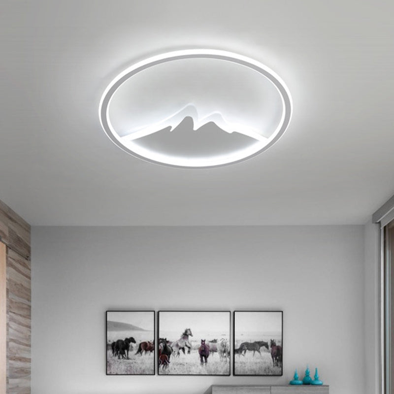 17"/21"/25" W LED Bedroom Flushmount Modern White Ceiling Mounted Fixture with Ring and Mountain Acrylic Shade in White/Warm Light Clearhalo 'Ceiling Lights' 'Close To Ceiling Lights' 'Close to ceiling' 'Flush mount' Lighting' 732784