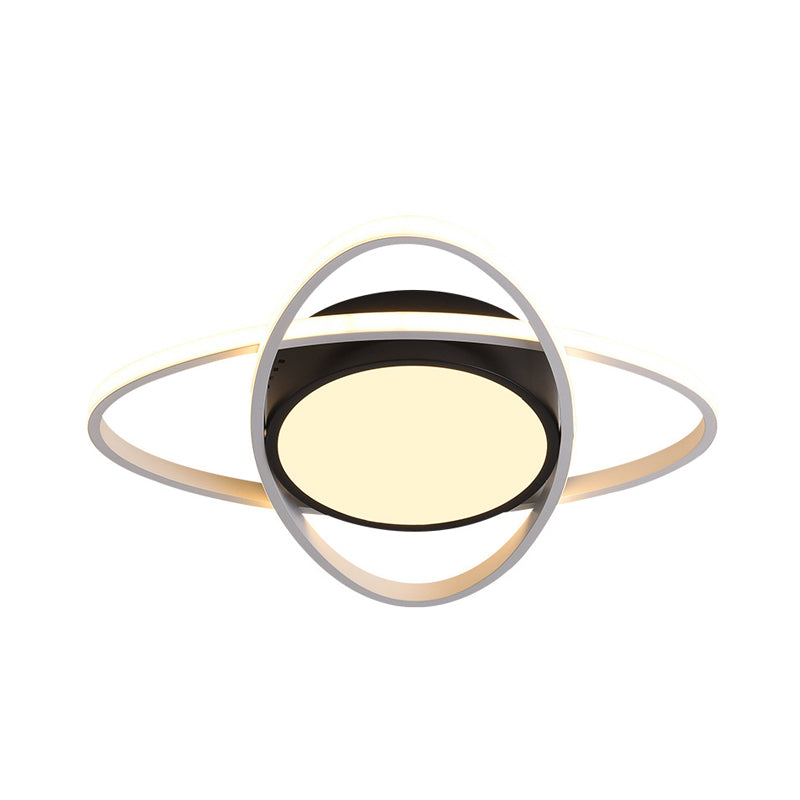 Modernist Drum Flush Lighting Acrylic LED Bedroom Flush Mount Fixture in Black and White with Cross Ring, 20.5"/28" W Clearhalo 'Ceiling Lights' 'Close To Ceiling Lights' 'Close to ceiling' 'Flush mount' Lighting' 732812