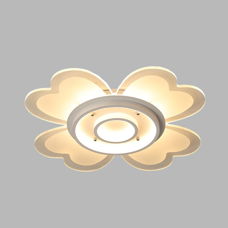 Flower Flush-Mount Light Fixture Modernism Acrylic 16"/19.5" W LED White Ceiling Lamp in Warm/White Light Clearhalo 'Ceiling Lights' 'Close To Ceiling Lights' 'Close to ceiling' 'Flush mount' Lighting' 732827