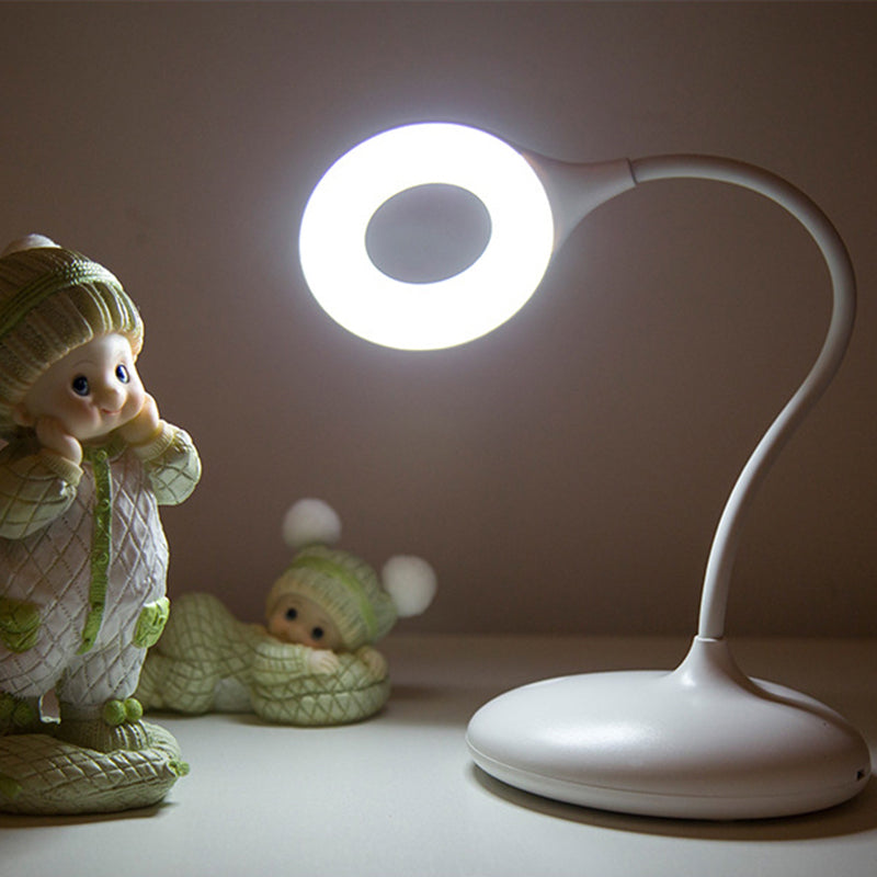 Brown/White Circle Shade Adjustable Table Light Contemporary LED Desk Lamp for Study Clearhalo 'Desk Lamps' 'Lamps' Lighting' 733090