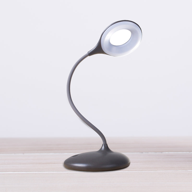 Brown/White Circle Shade Adjustable Table Light Contemporary LED Desk Lamp for Study Clearhalo 'Desk Lamps' 'Lamps' Lighting' 733095