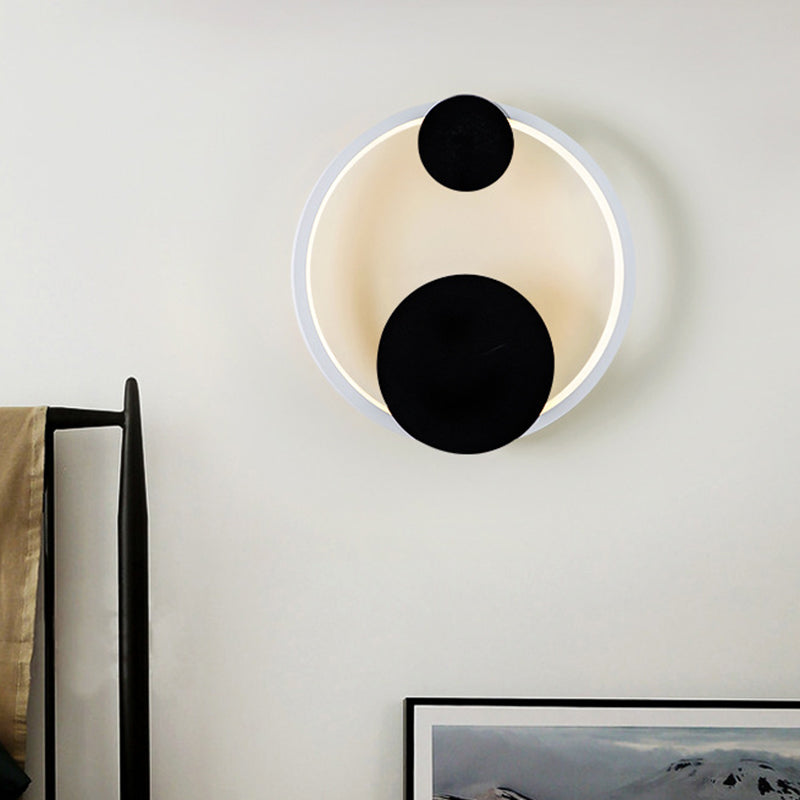 Halo Shape Acrylic Wall Mount Light Modern Black and White LED Wall Sconce Lamp in White/Warm Light for Bedside Clearhalo 'Modern wall lights' 'Modern' 'Wall Lamps & Sconces' 'Wall Lights' Lighting' 733251