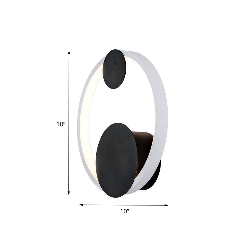 Halo Shape Acrylic Wall Mount Light Modern Black and White LED Wall Sconce Lamp in White/Warm Light for Bedside Clearhalo 'Modern wall lights' 'Modern' 'Wall Lamps & Sconces' 'Wall Lights' Lighting' 733254