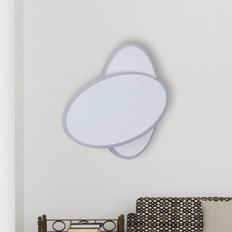 Modern LED Sconce Light White/Black Finish Double Oval Wall Lamp Fixture with Acrylic Shade in Warm/White Light White Clearhalo 'Modern wall lights' 'Modern' 'Wall Lamps & Sconces' 'Wall Lights' Lighting' 733275