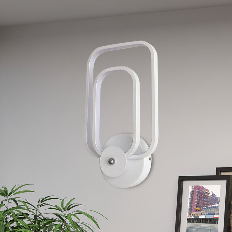 Rectangle Frame Aluminum Sconce Minimalist LED White Wall Mount Lighting in Warm/White Light Clearhalo 'Cast Iron' 'Glass' 'Industrial' 'Modern wall lights' 'Modern' 'Tiffany' 'Traditional wall lights' 'Wall Lamps & Sconces' 'Wall Lights' Lighting' 733285