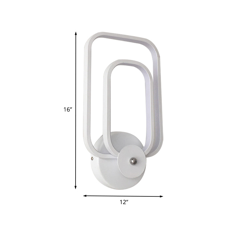 Rectangle Frame Aluminum Sconce Minimalist LED White Wall Mount Lighting in Warm/White Light Clearhalo 'Cast Iron' 'Glass' 'Industrial' 'Modern wall lights' 'Modern' 'Tiffany' 'Traditional wall lights' 'Wall Lamps & Sconces' 'Wall Lights' Lighting' 733288