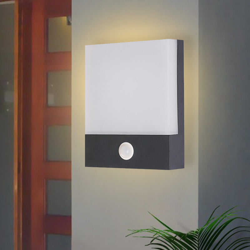 Rectangle Corner Wall Sconce Light Metallic LED Modern Wall Mounted Lamp in Black with Induction Type Black Clearhalo 'Cast Iron' 'Glass' 'Industrial' 'Modern wall lights' 'Modern' 'Tiffany' 'Traditional wall lights' 'Wall Lamps & Sconces' 'Wall Lights' Lighting' 733304
