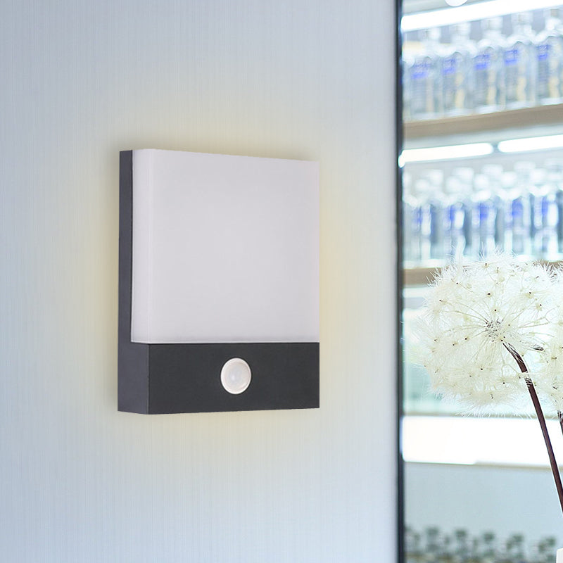 Rectangle Corner Wall Sconce Light Metallic LED Modern Wall Mounted Lamp in Black with Induction Type Clearhalo 'Cast Iron' 'Glass' 'Industrial' 'Modern wall lights' 'Modern' 'Tiffany' 'Traditional wall lights' 'Wall Lamps & Sconces' 'Wall Lights' Lighting' 733305
