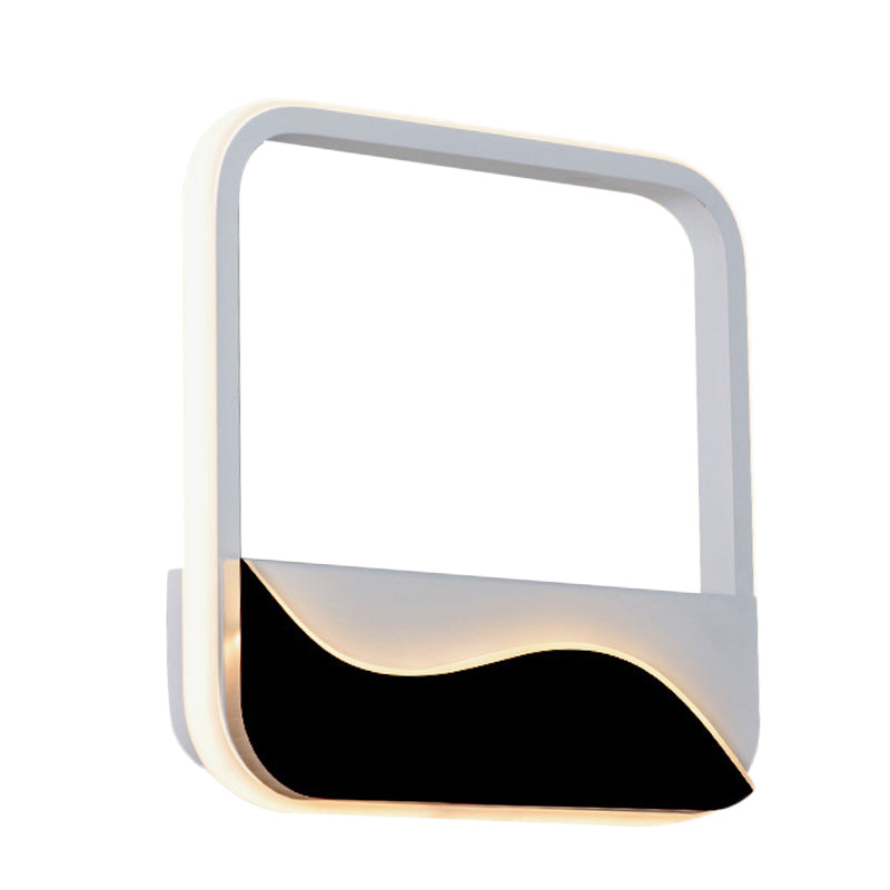 Minimalist LED Wall Mount Light White and Black Squared Frame Wall Sconce with Acrylic Shade in Warm/White Light Clearhalo 'Modern wall lights' 'Modern' 'Wall Lamps & Sconces' 'Wall Lights' Lighting' 733320