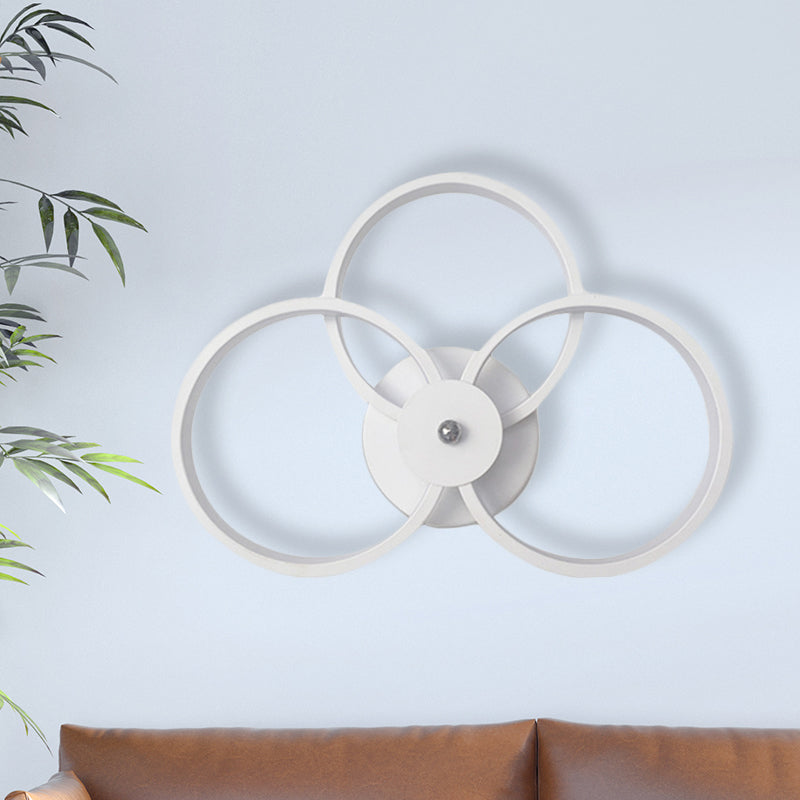 White Finish 3-Ring Sconce Light Fixture Minimalist LED Acrylic Wall Mounted Lamp in Warm/White Light White Clearhalo 'Modern wall lights' 'Modern' 'Wall Lamps & Sconces' 'Wall Lights' Lighting' 733343