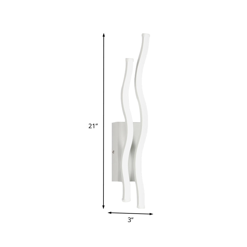 Acrylic 2-Waving Linear Sconce Lighting Simple LED White Wall Lamp Fixture in Warm/White Light Clearhalo 'Modern wall lights' 'Modern' 'Wall Lamps & Sconces' 'Wall Lights' Lighting' 733357