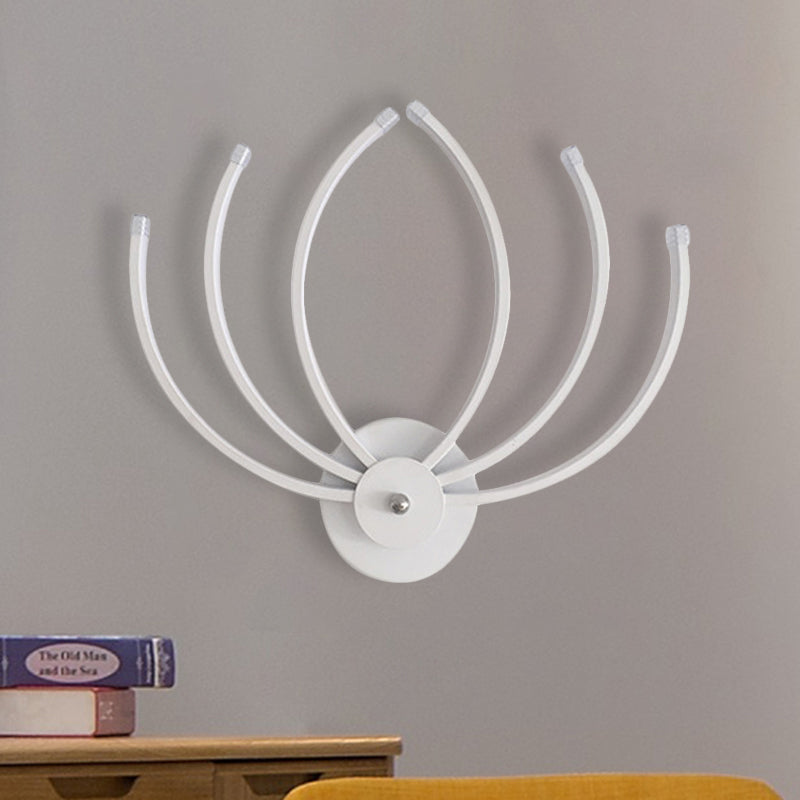 Contemporary Lotus Wall Mount Sconce Acrylic LED Bedside Wall Light Fixture in White with Linear Design, Warm/White Light White Clearhalo 'Modern wall lights' 'Modern' 'Wall Lamps & Sconces' 'Wall Lights' Lighting' 733358