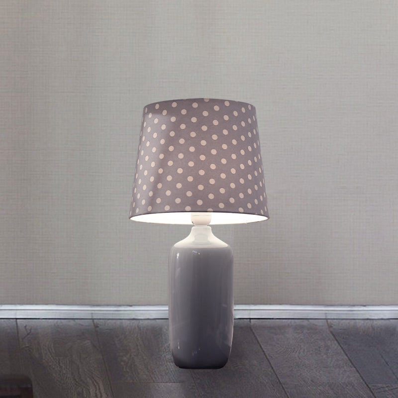 1 Head Bedroom Night Table Light Modernism Pink/Blue/Green Finish Nightstand Lighting with Tapered Fabric Shade Clearhalo 'Lamps' 'Table Lamps' Lighting' 733483