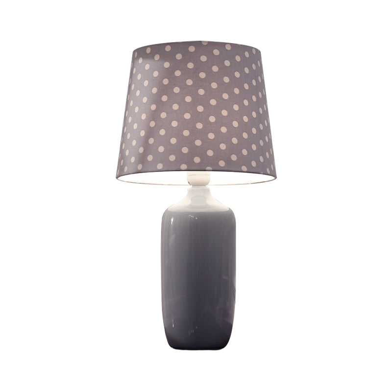 1 Head Bedroom Night Table Light Modernism Pink/Blue/Green Finish Nightstand Lighting with Tapered Fabric Shade Clearhalo 'Lamps' 'Table Lamps' Lighting' 733485