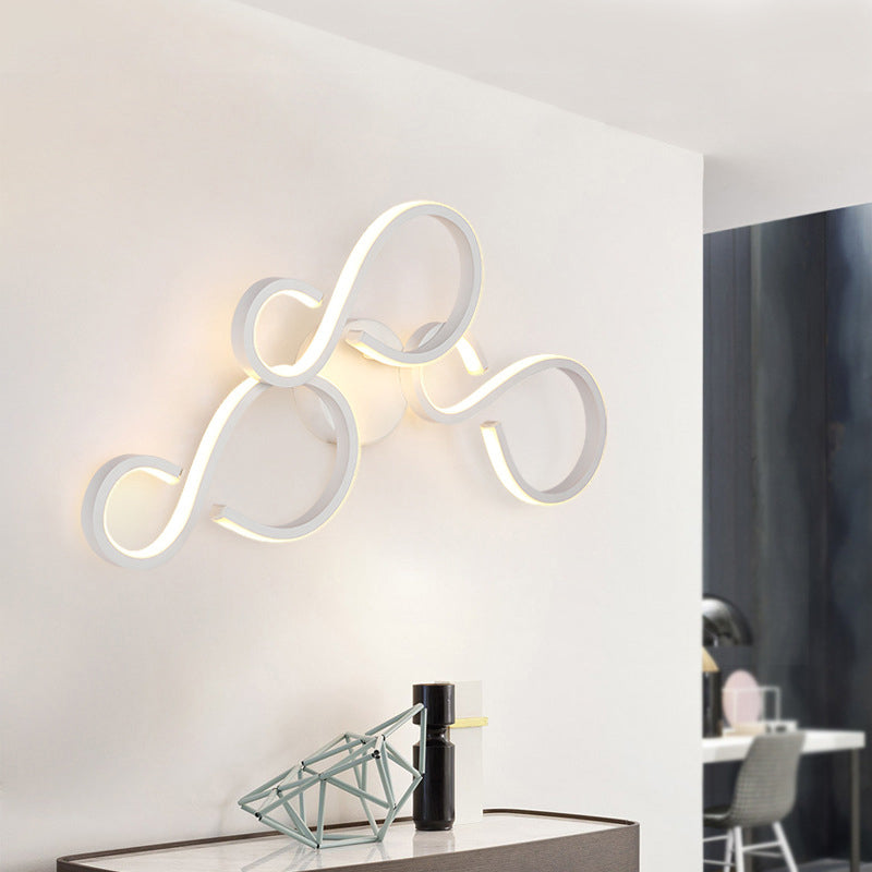 17"/27.5" H Spiral Living Room Wall Sconce Light Acrylic LED Modern Wall Lighting Fixture in White Clearhalo 'Modern wall lights' 'Modern' 'Wall Lamps & Sconces' 'Wall Lights' Lighting' 733649