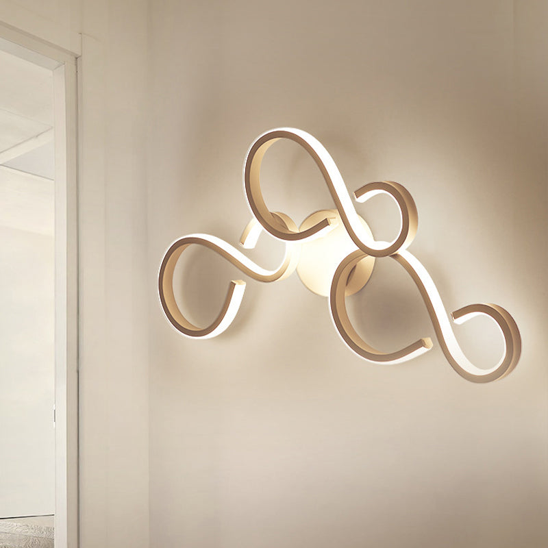 17"/27.5" H Spiral Living Room Wall Sconce Light Acrylic LED Modern Wall Lighting Fixture in White Clearhalo 'Modern wall lights' 'Modern' 'Wall Lamps & Sconces' 'Wall Lights' Lighting' 733650