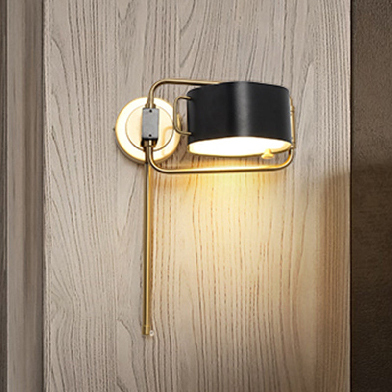 Drum Wall Sconce Lighting Contemporary Acrylic LED Black Finish Wall Light Fixture for Bedroom Black Clearhalo 'Modern wall lights' 'Modern' 'Wall Lamps & Sconces' 'Wall Lights' Lighting' 733653