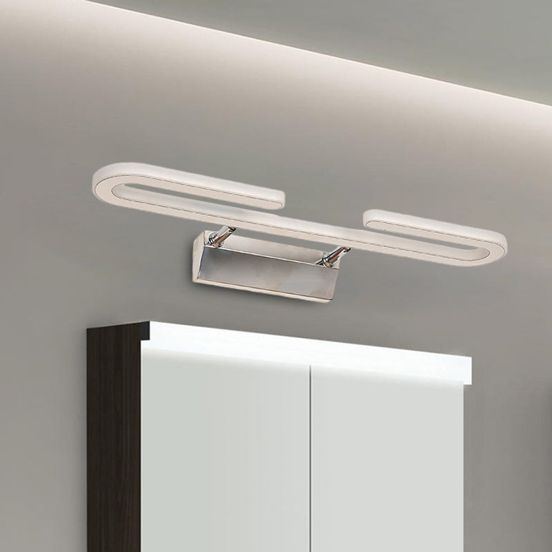 Acrylic Paper Clip Shaped Vanity Light Fixture Modernism LED White Wall Sconce Lamp for Bathroom Clearhalo 'Modern wall lights' 'Modern' 'Vanity Lights' 'Wall Lights' Lighting' 733962