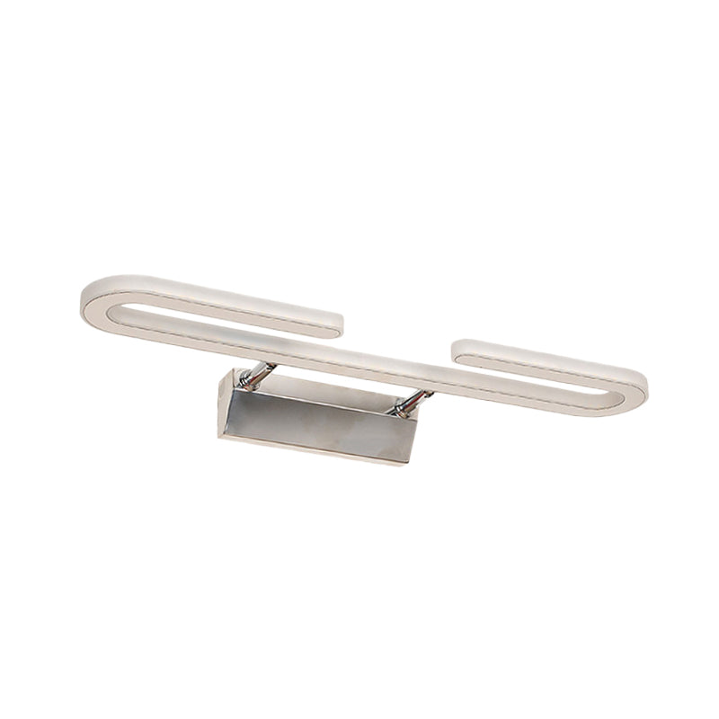 Acrylic Paper Clip Shaped Vanity Light Fixture Modernism LED White Wall Sconce Lamp for Bathroom Clearhalo 'Modern wall lights' 'Modern' 'Vanity Lights' 'Wall Lights' Lighting' 733963