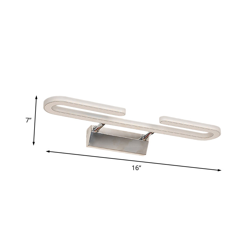 Acrylic Paper Clip Shaped Vanity Light Fixture Modernism LED White Wall Sconce Lamp for Bathroom Clearhalo 'Modern wall lights' 'Modern' 'Vanity Lights' 'Wall Lights' Lighting' 733965