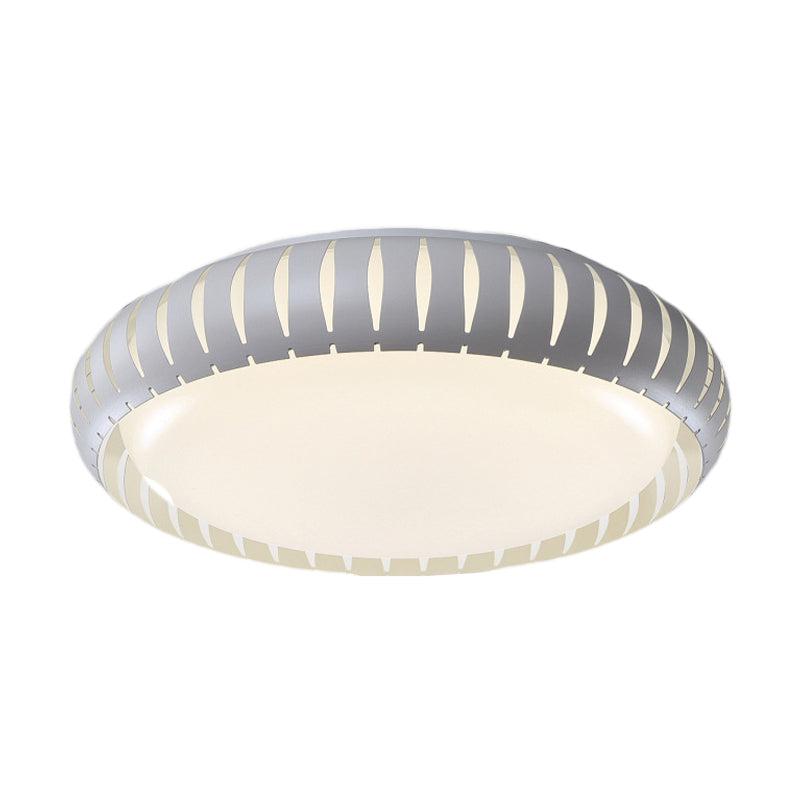 Metal Doughnut Flush Lighting Contemporary White/Black LED Flush Mount Fixture with Hollow Out Design in White/Warm/3 Color Light Clearhalo 'Ceiling Lights' 'Close To Ceiling Lights' 'Close to ceiling' 'Flush mount' Lighting' 734001