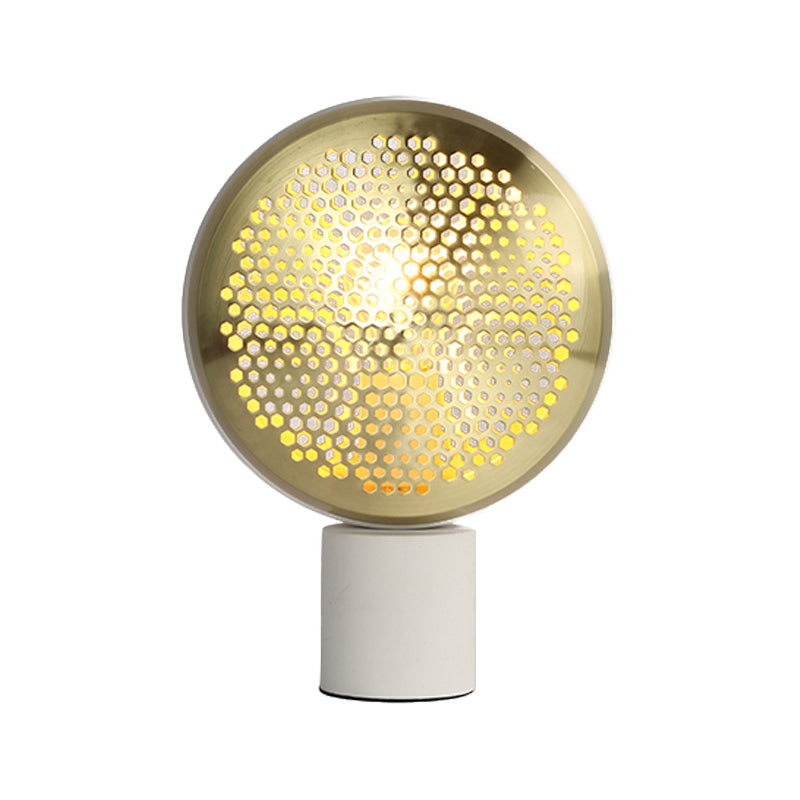Metal Mesh Drum Shape Table Light Contemporary 1 Light Desk Lamp in Gold/Rose Gold with Plug In Cord Clearhalo 'Lamps' 'Table Lamps' Lighting' 734064