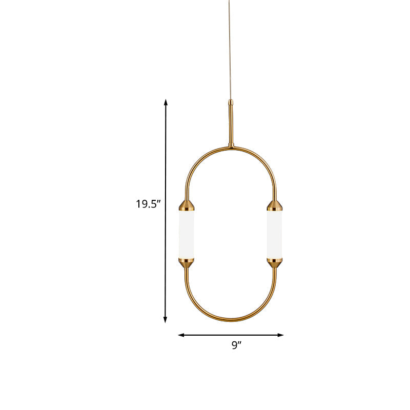 Simple Oval Ring Pendant Metallic 19.5"/20.5"/25" H LED Bedside Hanging Ceiling Lamp in Gold with Acrylic Shade, White/Warm Light Clearhalo 'Ceiling Lights' 'Modern Pendants' 'Modern' 'Pendant Lights' 'Pendants' Lighting' 734091