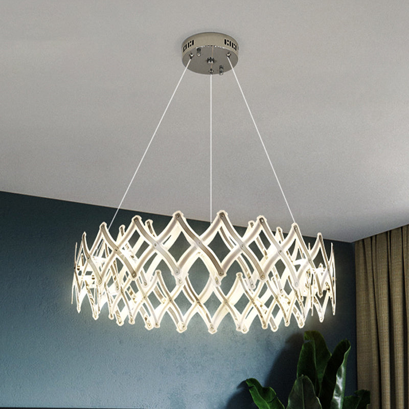31.5"/23.5" W Grid Chandelier Contemporary Acrylic Dining Room LED Suspension Lamp in Chrome/Gold, Warm/White Light Chrome Clearhalo 'Ceiling Lights' 'Chandeliers' 'Modern Chandeliers' 'Modern' Lighting' 734134