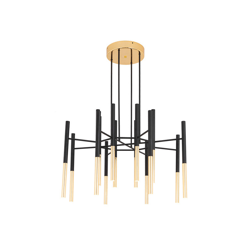 Black and Gold Slim Tube Flushmount Minimalist 12 Heads Aluminum LED Semi Flush Ceiling Light with Radial Design Clearhalo 'Ceiling Lights' 'Close To Ceiling Lights' 'Close to ceiling' 'Semi-flushmount' Lighting' 734180