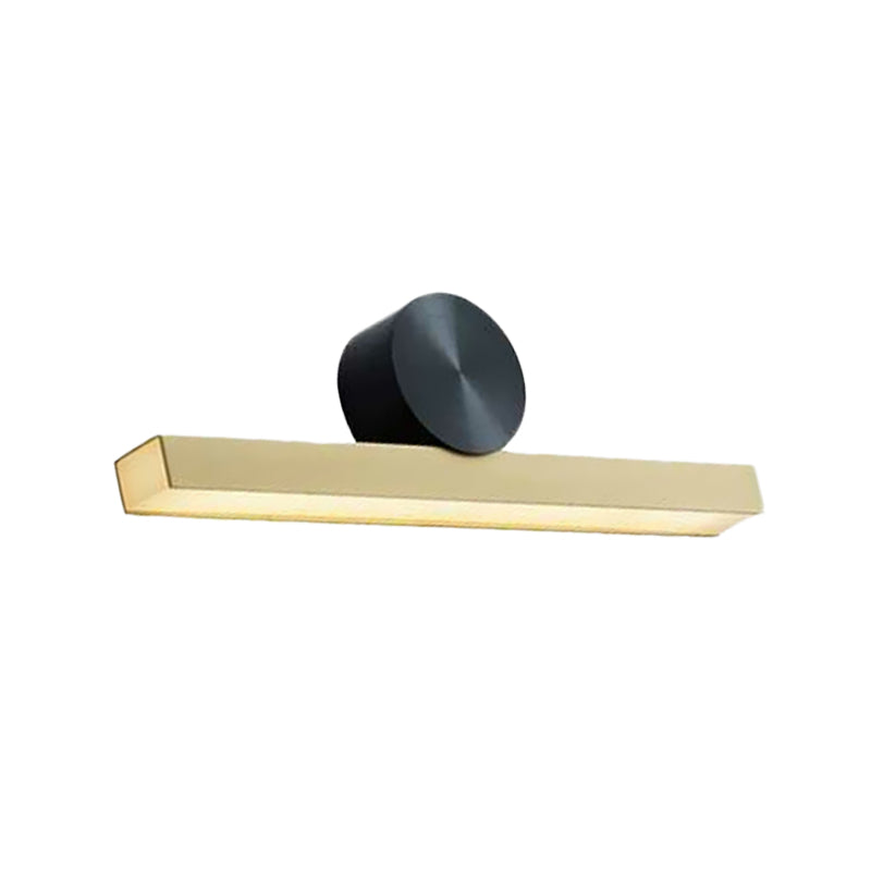 Brass Finish Linear Vanity Lighting Post Modern LED Metallic Wall Sconce Lamp in White/Warm Light Clearhalo 'Cast Iron' 'Glass' 'Industrial' 'Modern wall lights' 'Modern' 'Tiffany' 'Traditional wall lights' 'Vanity Lights' 'Wall Lights' Lighting' 734243